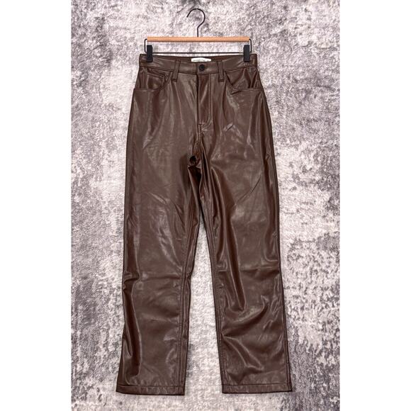 Abercrombie & Fitch Pants - Abercrombie & Fitch Pants 28 / 6S Womens 90s Straight Brown Faux Leather